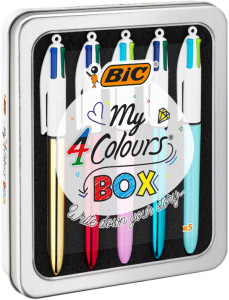 BIC Stylo à bille rétractable collection 4 Colours, boîte