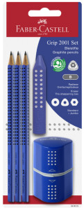 FABER-CASTELL Kit Crayon graphite GRIP 2001, bleu, blister