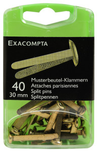 EXACOMPTA Attaches parisiennes à tête ronde, en laiton,30 mm