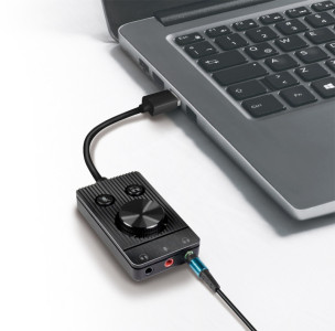 LogiLink Adaptateur audio USB 2.0 avec réglage sonore, noir