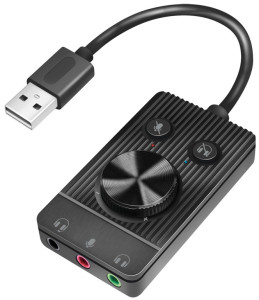 LogiLink Adaptateur audio USB 2.0 avec réglage sonore, noir