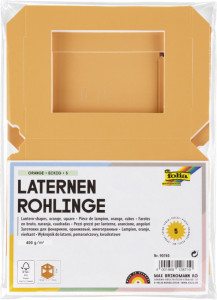 folia Pièces en carton pour lanterne, 135x135x180 mm, orange