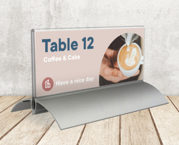 EUROPEL Porte-nom de table, 52 x 100 mm, socle aluminium