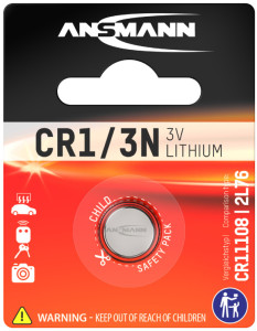 ANSMANN Pile bouton au lithium CR1/3N, 3 Volt, blister d'1