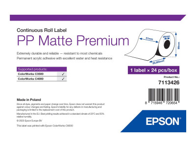 Epson : PP MATTE LABEL PREM CONTINUOUS ROLL 51X29MM