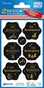 AVERY Zweckform ZDesign Weihnachts-Sticker Gruß schwarz/gold
