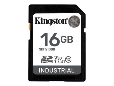 Kingston : 16GB SDHC INDUSTRIAL C10 -40C TO 85C UHS-I U3 V30 A1 PSLC