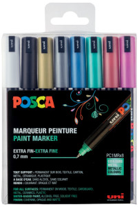POSCA Marqueur à pigment PC-1MR, pochette de 8, assorti