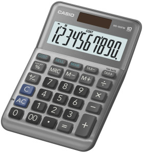 CASIO Calculatrice de bureau MS-100F, 10 chiffres, argent