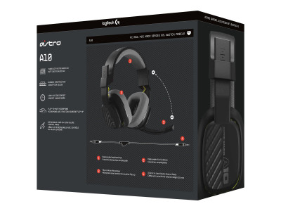 Logitech : ASTRO A10 WIRED HEADSET OVER-EAR/3.5MM - BLACK