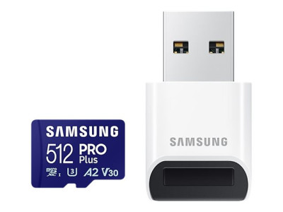 Samsung : MB-MD512SB avec W MSD CARD/PRO PLUS avec READER 512GBR180 avec 130 MB/S