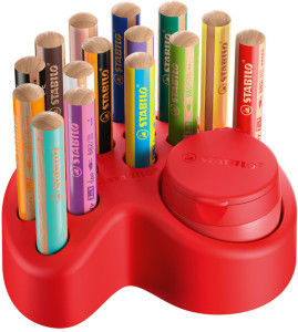 STABILO Crayon multi-talents woody 3 en 1, set de table, 15p