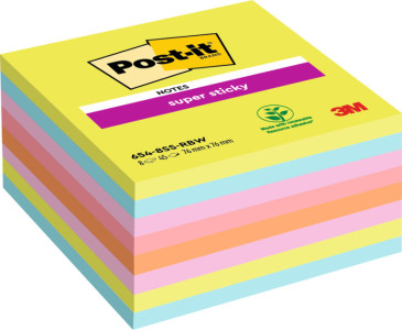 Post-it Bloc-note Super Sticky Notes, 76 x 76 mm, assorti
