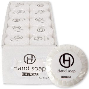 HYGOSTAR Mini-savon pour les mains, diamètre: 40 mm, blanc