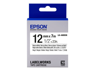Epson : LK-4WBVN TAPES VINYL LABEL tape WHITE BLACK 12 MM 7 M