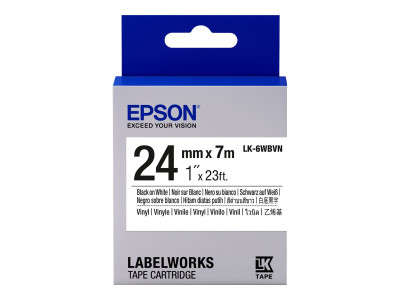 Epson : LK-6WBVN TAPES VINYL LABEL tape WHITE BLACK 24 MM 7 M