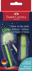 FABER-CASTELL Glitzer-Gel Glow in the dark, 2 Tuben à 12 ml