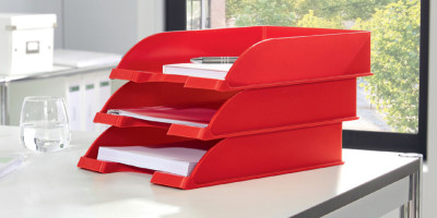 LEITZ Corbeille à courrier Plus WOW, A4, polystyrène, rouge