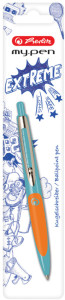 herlitz Stylo à bille rétractable my.pen, bleu/blanc