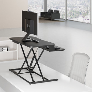 LogiLink Sitz-Steh Workstation mit Tastaturablage, schwarz
