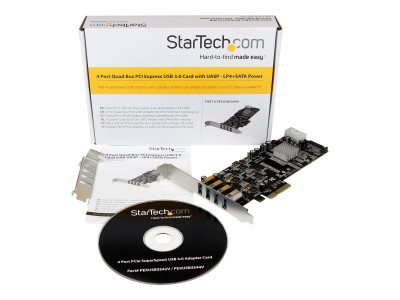 Startech : CARTE CONTROLEUR QUADRUPLE BUS PCIE VERS 4 PORTS USB 3.0 - UASP