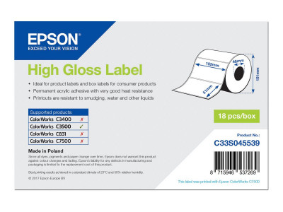 Epson : HIGH GLOSS LABEL - DIE-CUT 102MM X 51MM 610 LABELS