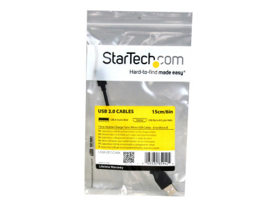 Startech : CABLE CHARGE / SYNCHRONISATION USB A A MICRO B MINCE 15CM NOIR