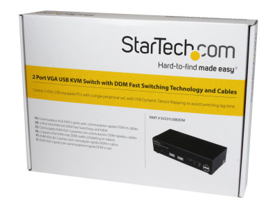 Startech : SWITCH KVM USB / VGA 2 PORTS COMMUTATION RAPIDE DDM et CABLES