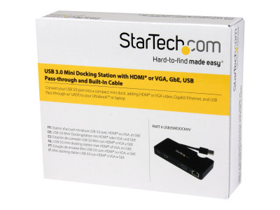 Startech : MINI STATION D ACCUEIL USB 3.0 avec HDMI OU VGA GBE et USB 3.0