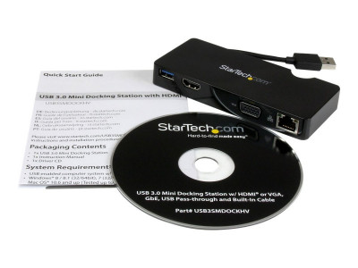 Startech : MINI STATION D ACCUEIL USB 3.0 avec HDMI OU VGA GBE et USB 3.0