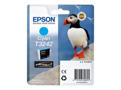 Epson : HI-GLOSS2 T3242 PUFFIN SINGLEpack 1X14.0MLCYAN