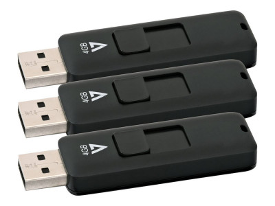 V7 : 4GB FLASH drive 3PK COMBO USB 2.0 BLACK RETRACT CONECT