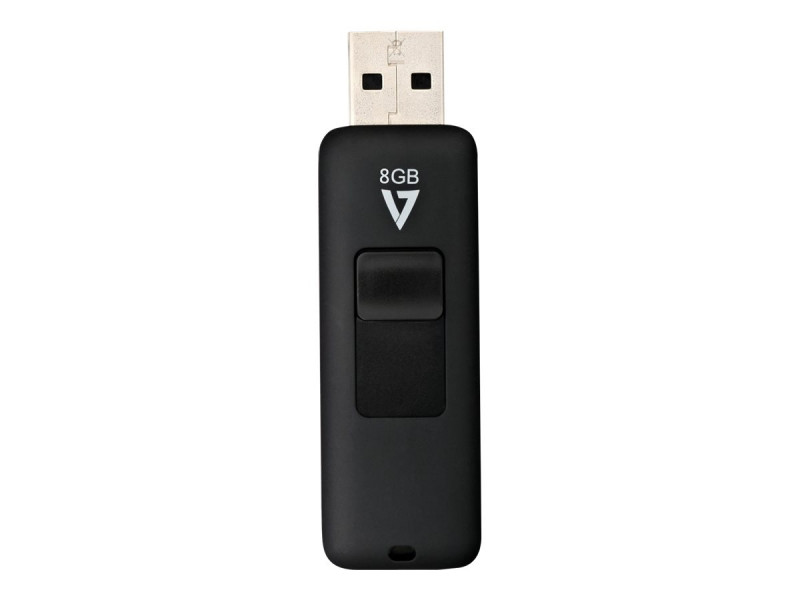 V7 : 8GB FLASH drive USB 2.0 BLACK RETRACTABLE CONNECTOR RTL
