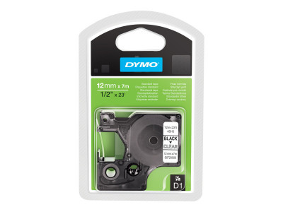 Dymo : Ruban  D1 12mm x7m Noir/Transparent