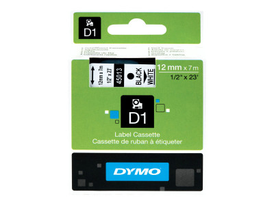 Dymo : Ruban  D1 12mm x7m Blanc/Noir