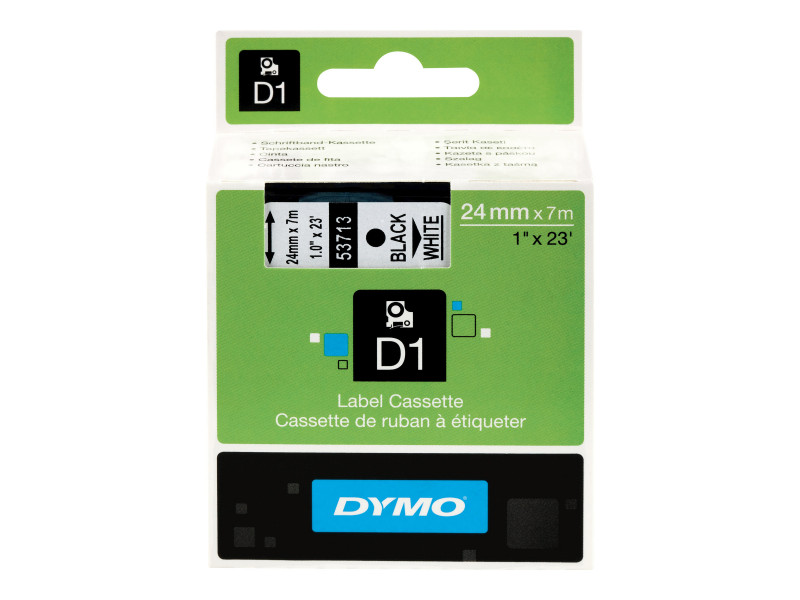 Dymo : Ruban  D1 24mm x7m Noir/Blanc