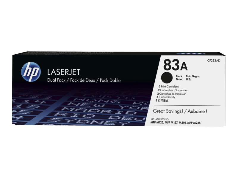 HP : cartouche toner 83A BLACK dual pack