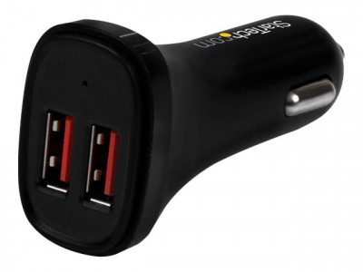 Startech : CHARGEUR de VOITURE USB A 2 PORTS - (24 W/4 8 A) - NOIR