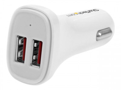 Startech : CHARGEUR de VOITURE A 2 PORTS USB - 24 W / 4 8 A - BLANC