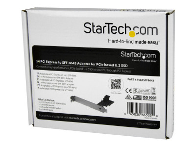 Startech : ADAPTATEUR PCIE X4 VERS SFF-8643 pour SSD U.2 NVME 2 5