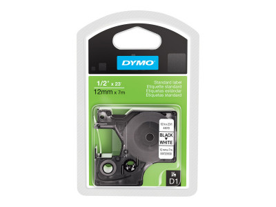 Dymo : Ruban  D1 12mm x 7m Noir/Blanc