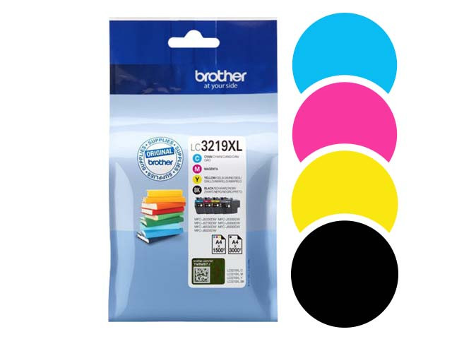 Brother LC3219XLVAL Pack 4 Cartouches d'encre CMJ 1500 pages et NOIR 3000  pages pour MFC