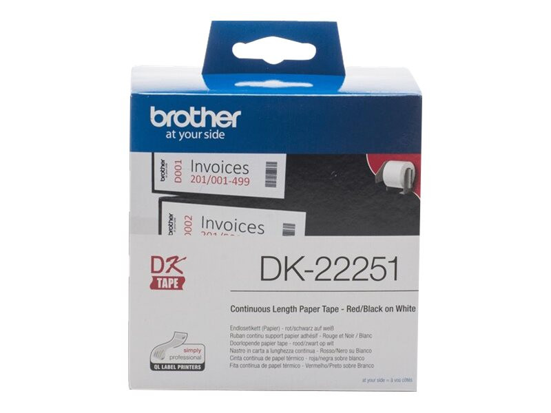 Brother : Ruban papier continu 62mm x 15.24m Impression en rouge et noir