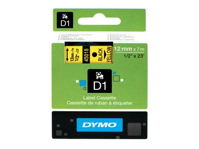 Dymo : Ruban  D1 12mm x 7m Noir/Jaune