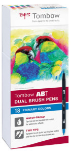 TOMBOW Feutre DUAL BRUSH PEN ABT, kit 18, couleurs primaires