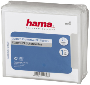 hama Pochette protect. pr CD/DVD, PP, transp.,ouvert en haut
