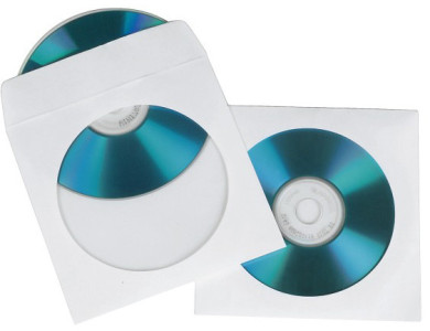 hama Pochette papier pour CD/DVD, pour 1 CD/DVD, blanc