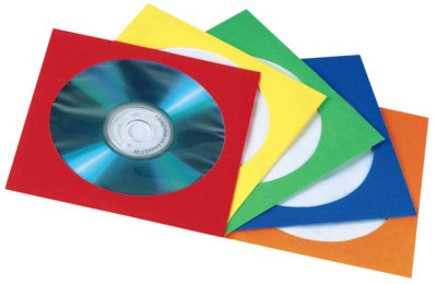 hama pochette papier pour CD/DVD, couleurs assorties