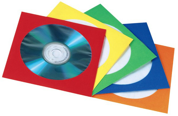Pochettes papier CD/DVD - dos adhésif - avec fenêtre - blanches