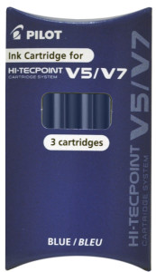 PILOT Cartouches d'encre pour Stylo roller V5/V7, bleu